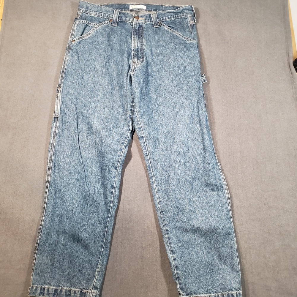 Signature by Levi Strauss Carpenter Jeans Mens 36x32 Blue Denim Workwear Pants‎